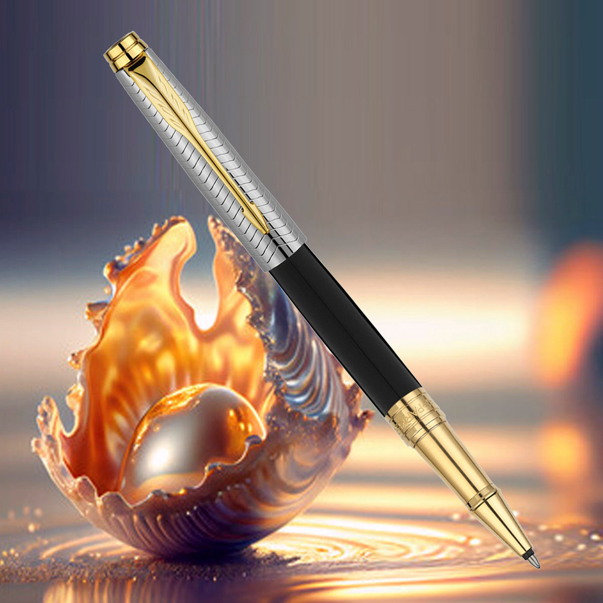 Parker Premium Aster Contemporary Black/Chrome GT Roller Ball Pen 9000