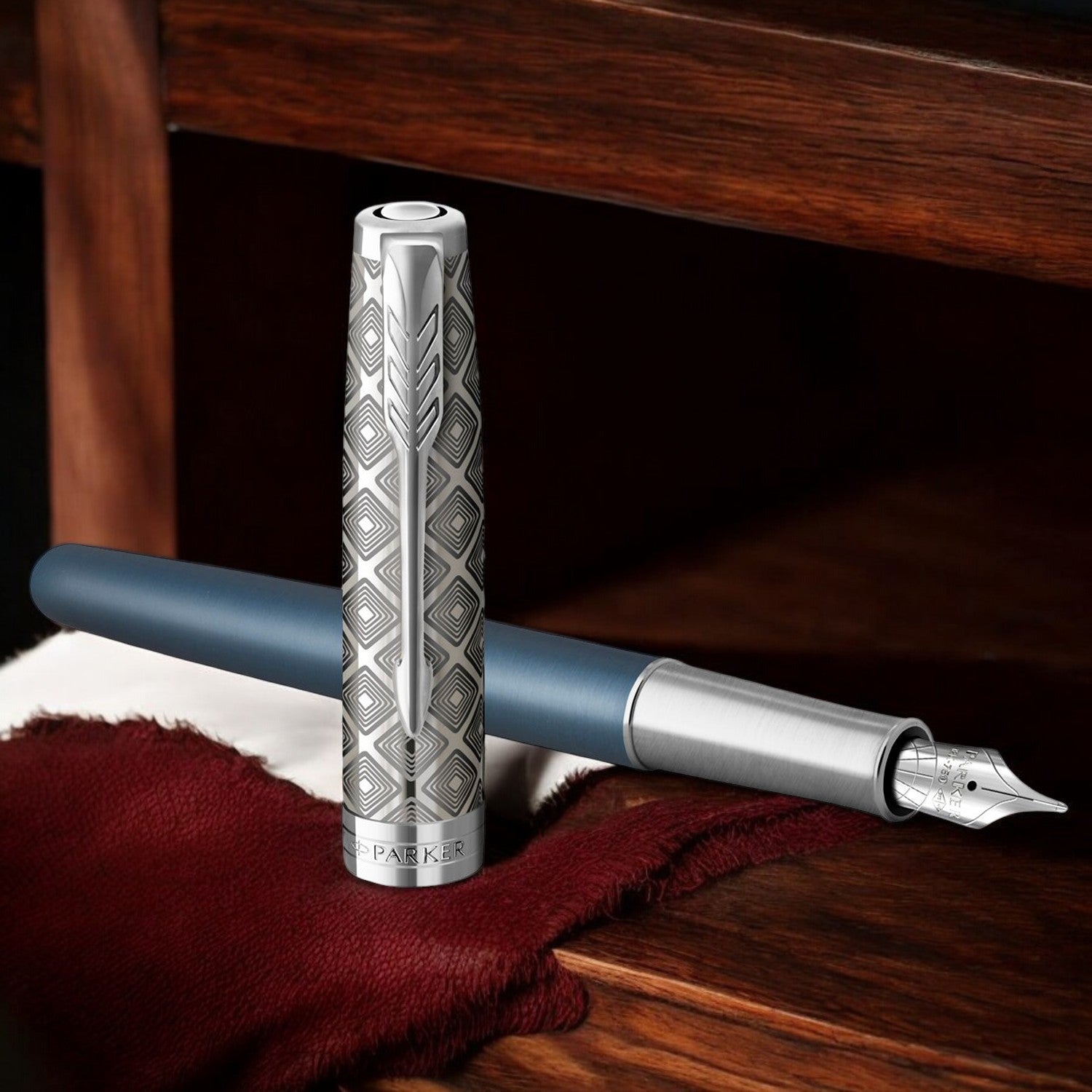 Parker Premium Sonnet Metal & Blue Lacquer CT Fountain Pen