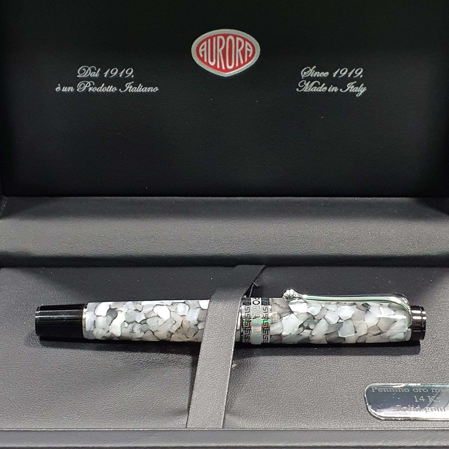 Aurora Optima Black Pearl 14K Gold CT Fountain Pen 996-CG