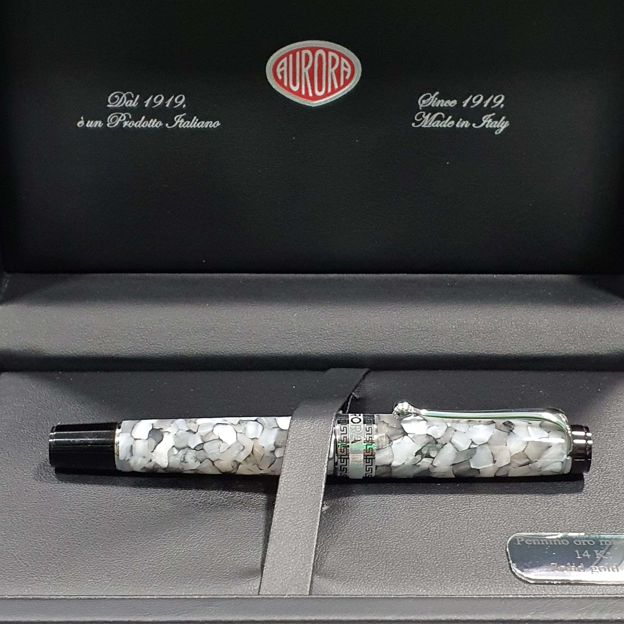Aurora Optima Black Pearl 14K Gold CT Fountain Pen 996-CG