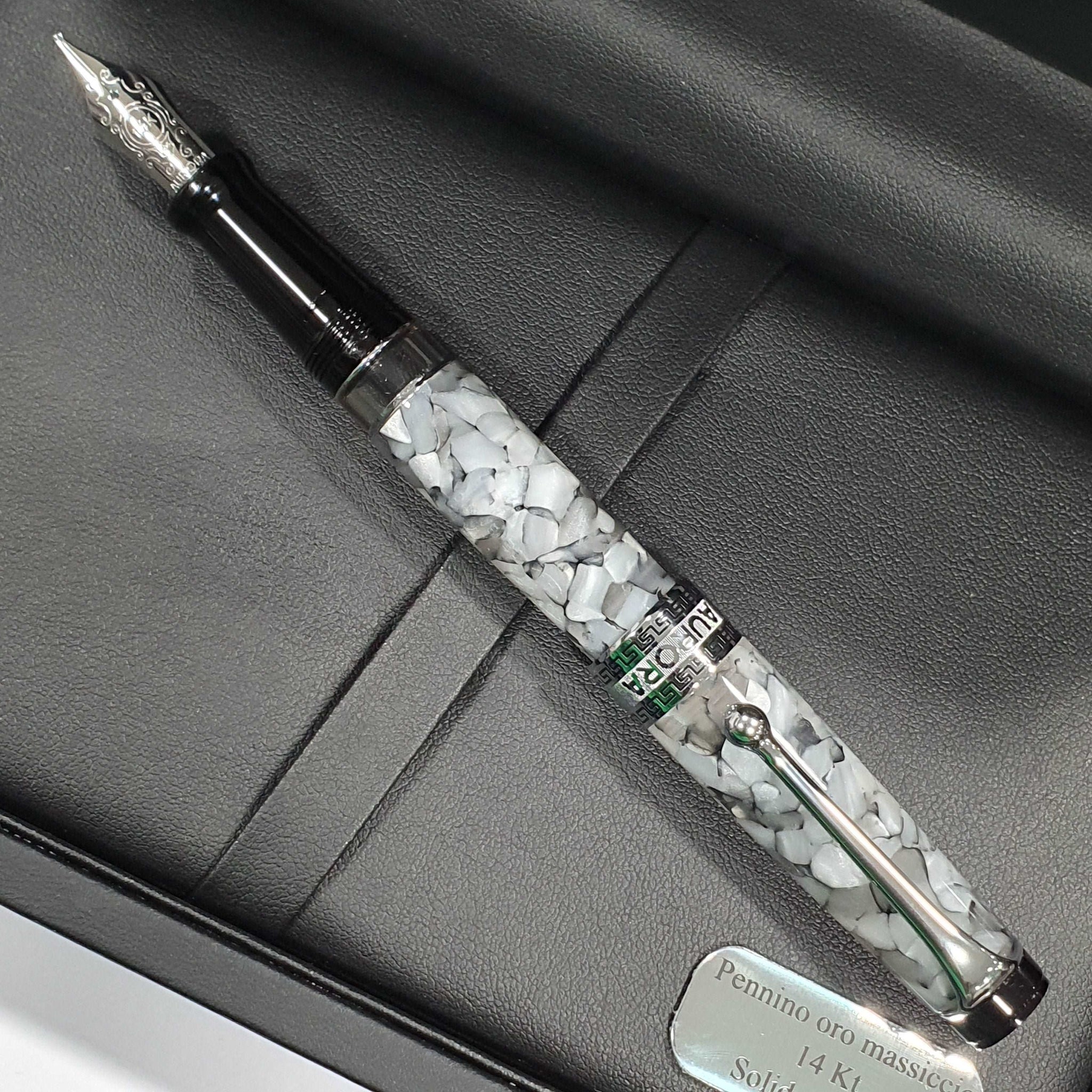 Aurora Optima Black Pearl 14K Gold CT Fountain Pen 996-CG