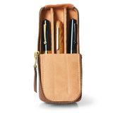 Arista Leather Three Pen Case (Brown) AE003BRW