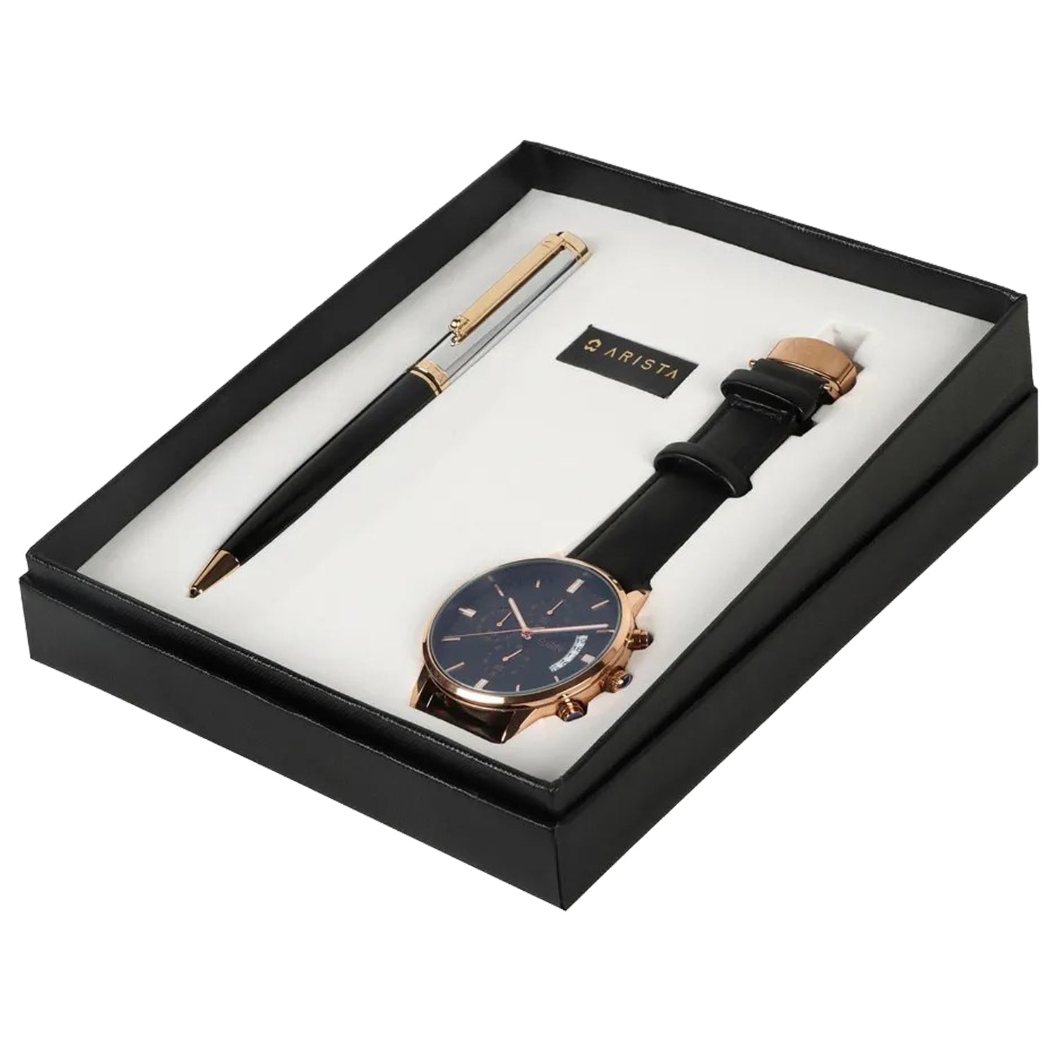 Arista Switch Black Chrome GT Ballpoint Pen + Watch Gift Set AE0175WA