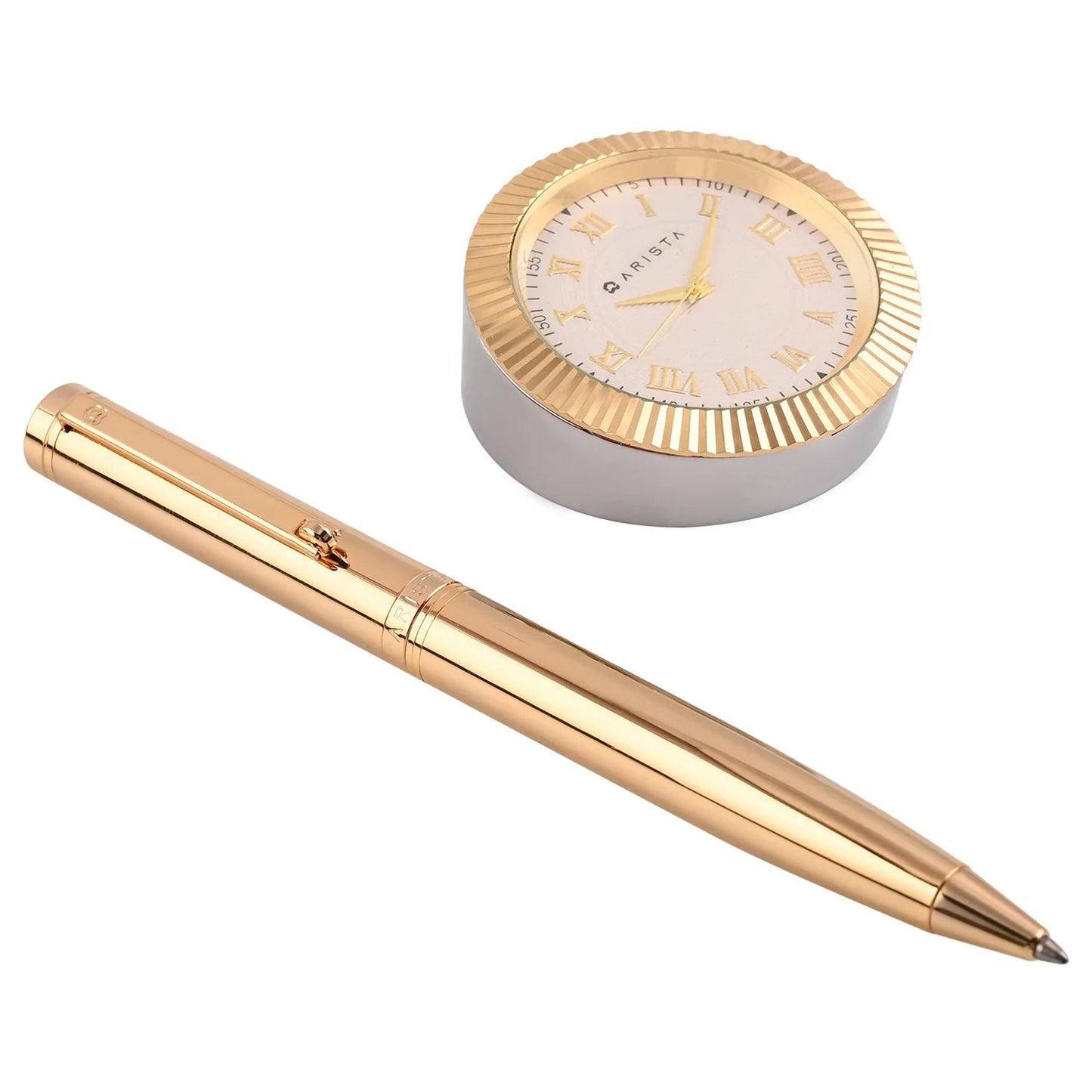 Arista Switch Gold GT Ballpoint Pen + Table Clock Gift Set AE0174CL