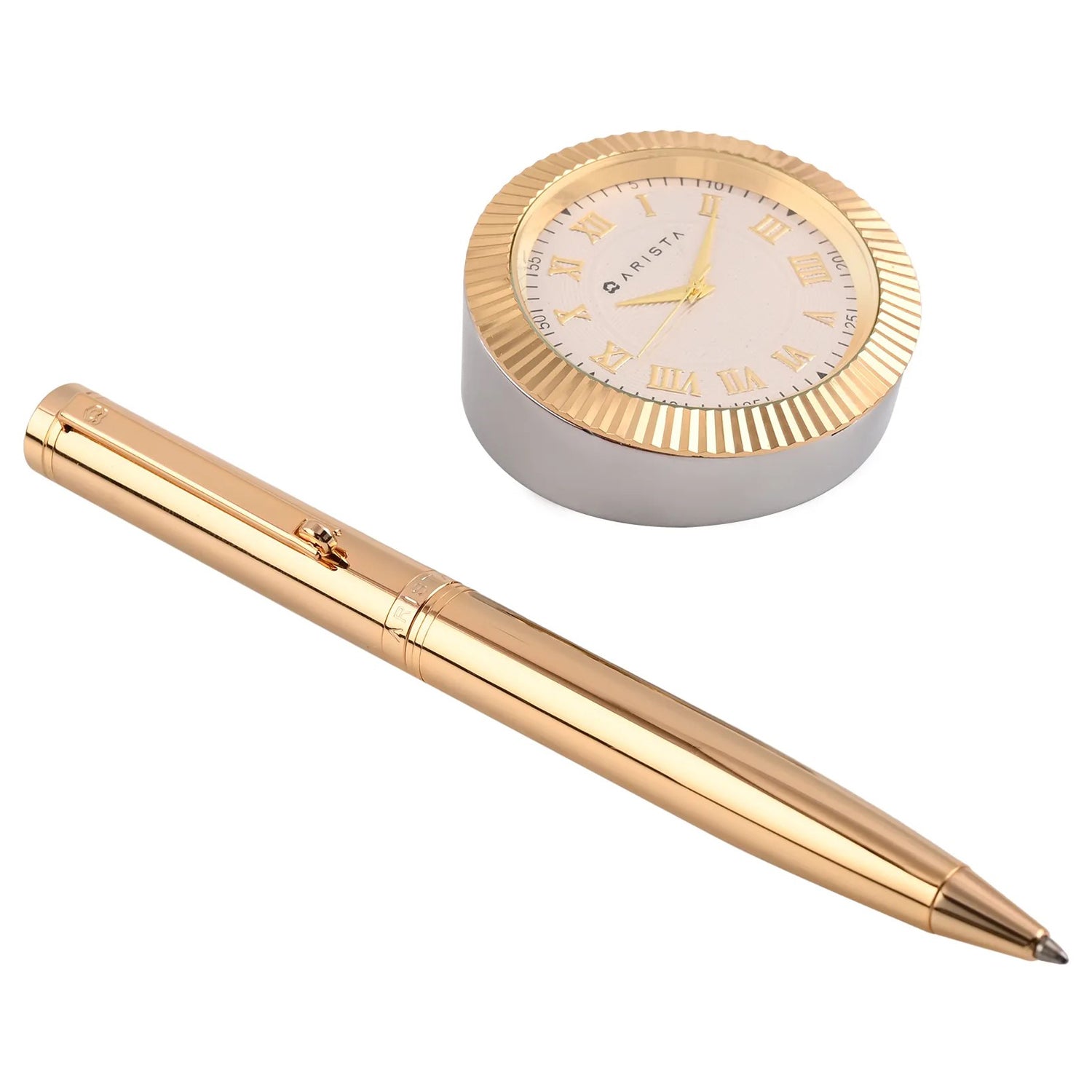 Arista Switch Gold GT Ballpoint Pen + Table Clock Gift Set AE0174CL