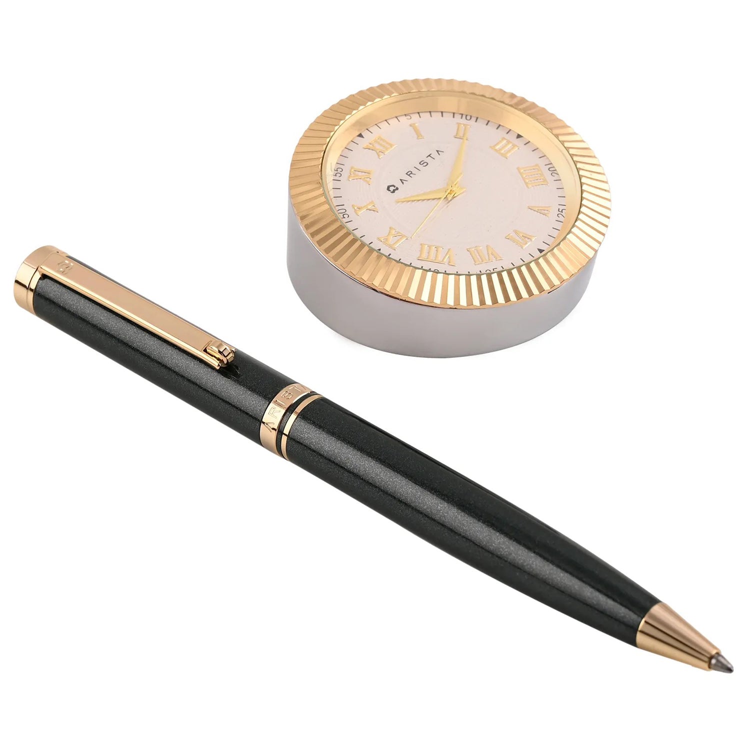 Arista Switch Pearl Green GT Ballpoint Pen + Table Clock Gift Set AE0132CL