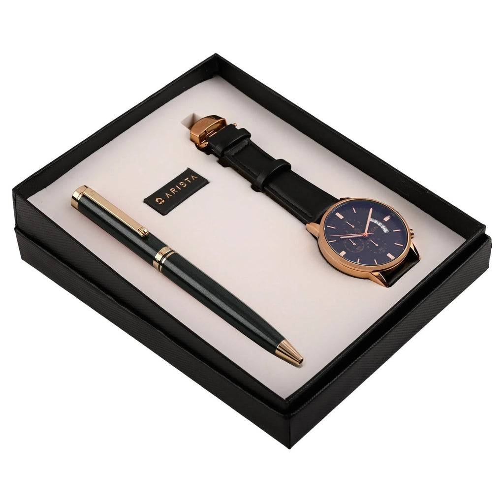 Arista Switch Pearl Green GT Ballpoint Pen + Watch Gift Set AE0132WA