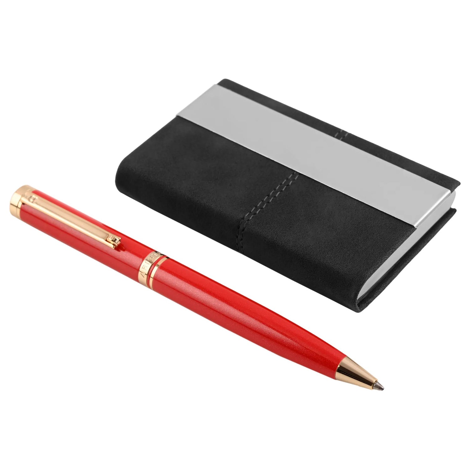 Arista Switch Pearl Red GT Ballpoint Pen + Card Holder Gift Set AE0131CH