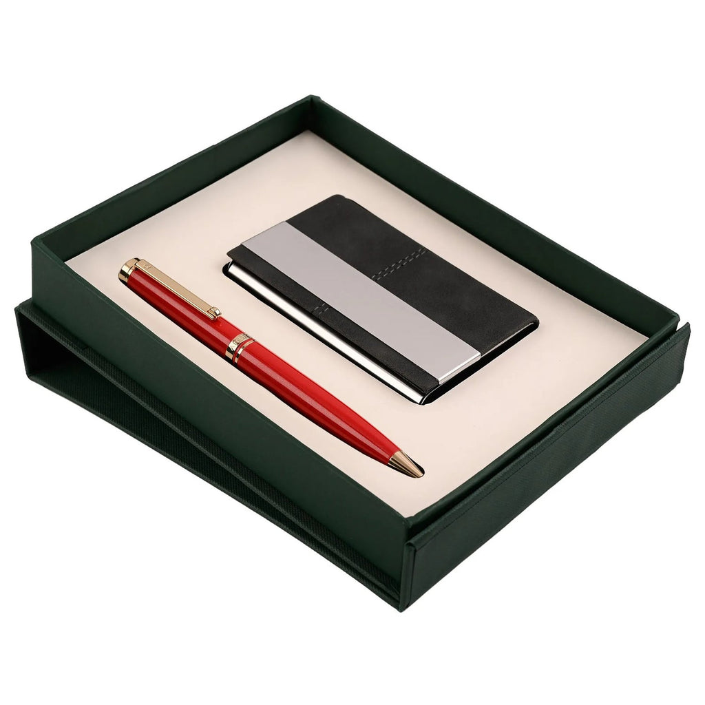 Arista Switch Pearl Red GT Ballpoint Pen + Card Holder Gift Set AE0131CH