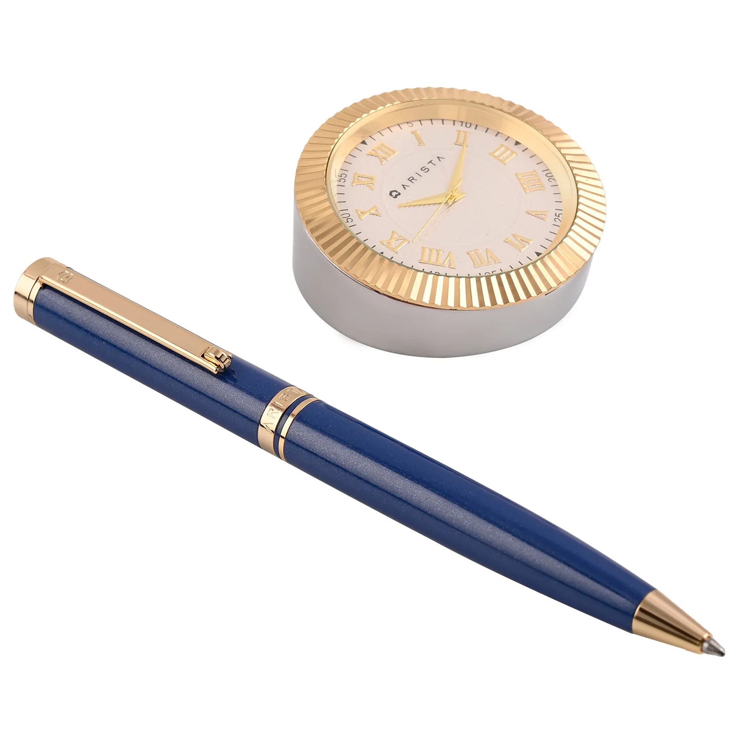 Arista Switch Sapphire Blue GT Ballpoint Pen + Table Clock Gift Set AE0138CL