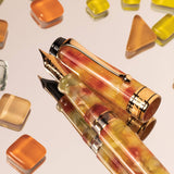 Aurora Optima Caleidoscopio Luce Gialla RT Fountain Pen 996-PKG (Limited Edition) having marbled finish
