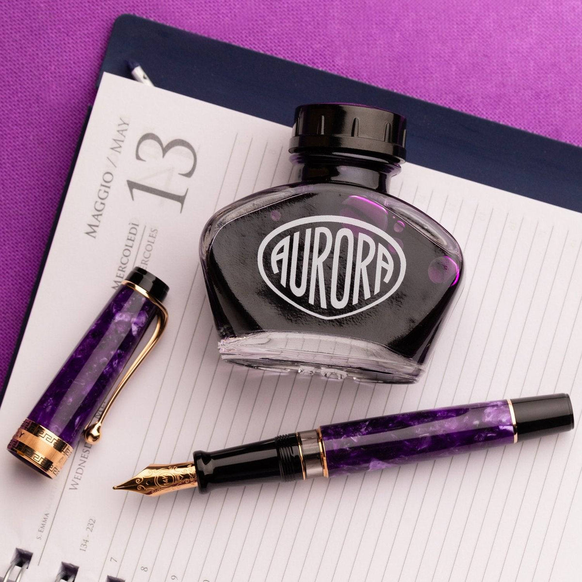 Aurora Optima Purple 14K Gold GT Fountain Pen