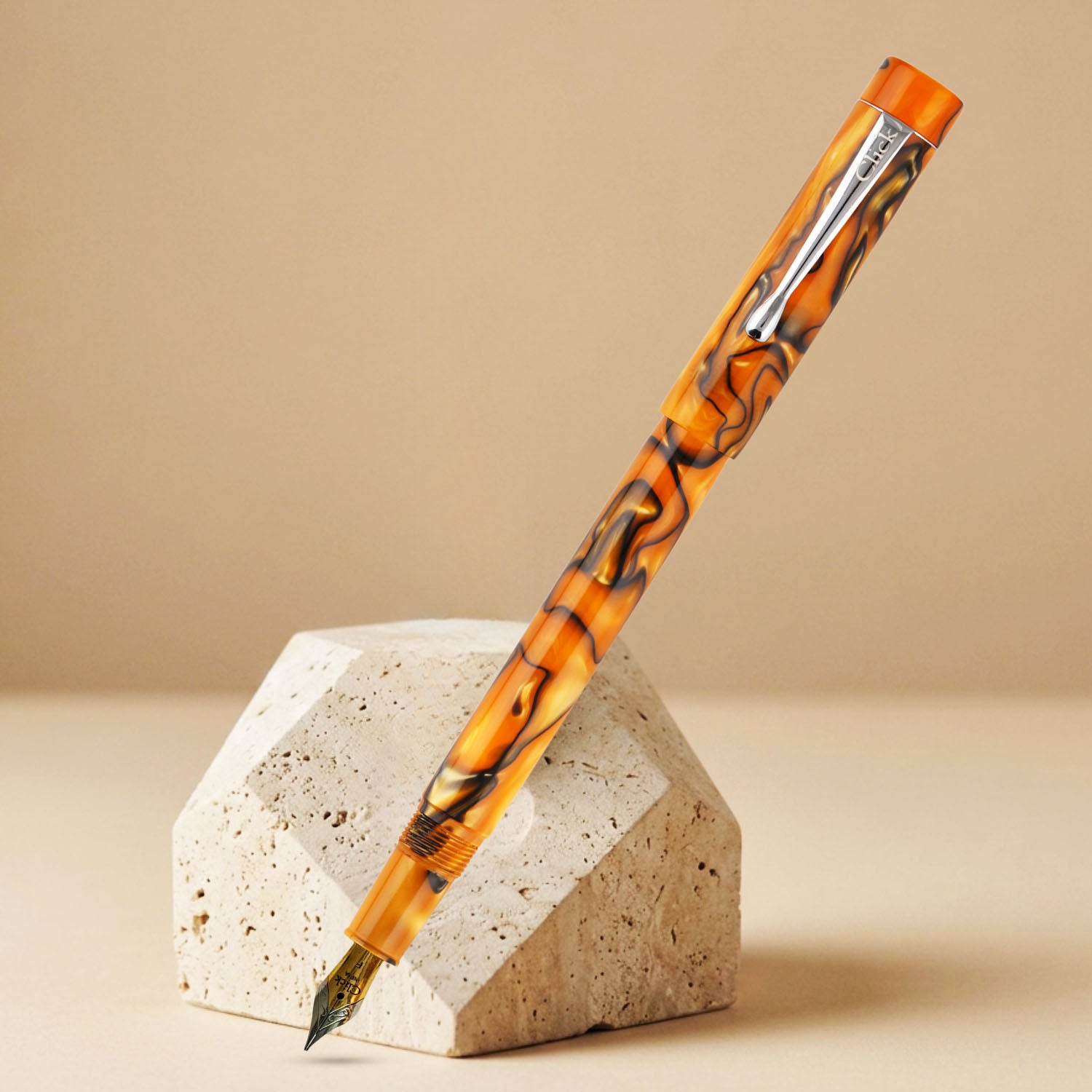 Click Century Acrylic Orange Black CT Fountain Pen CLK130070ORBK