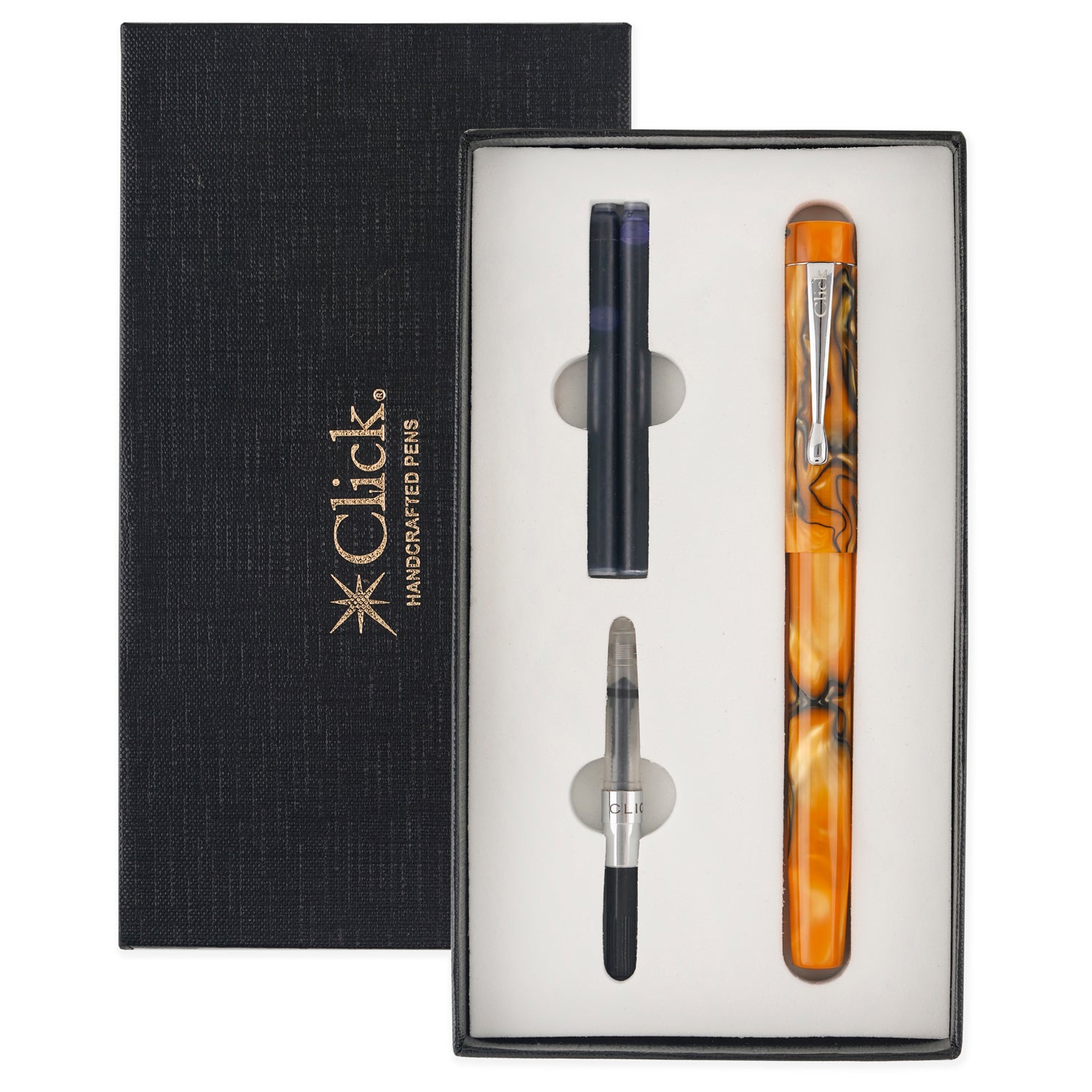 Click Century Acrylic Orange Black CT Fountain Pen CLK130070ORBK
