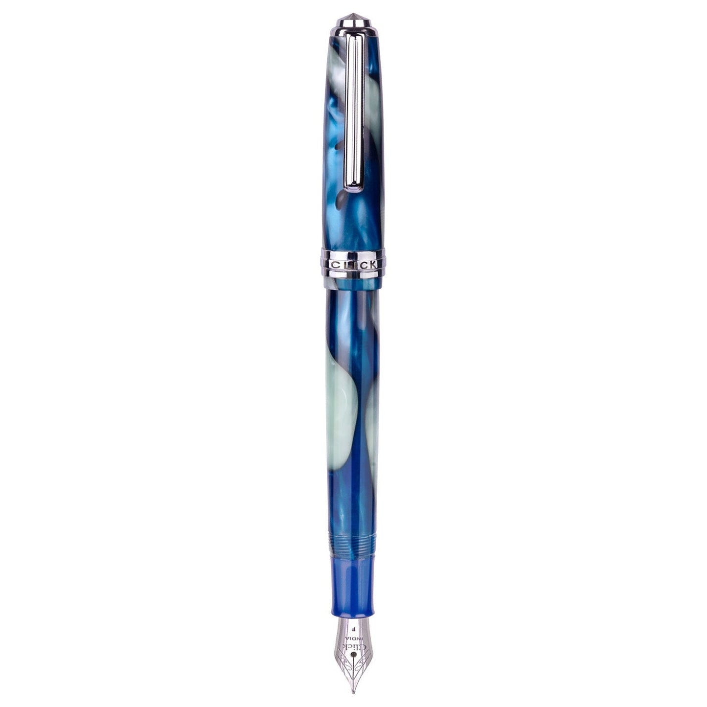 Click Falcon Acrylic White Blue CT Fountain Pen CLK130060WBU