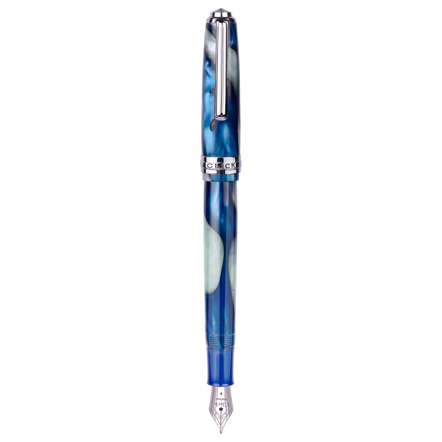 Click Falcon Acrylic White Blue CT Fountain Pen CLK130060WBU