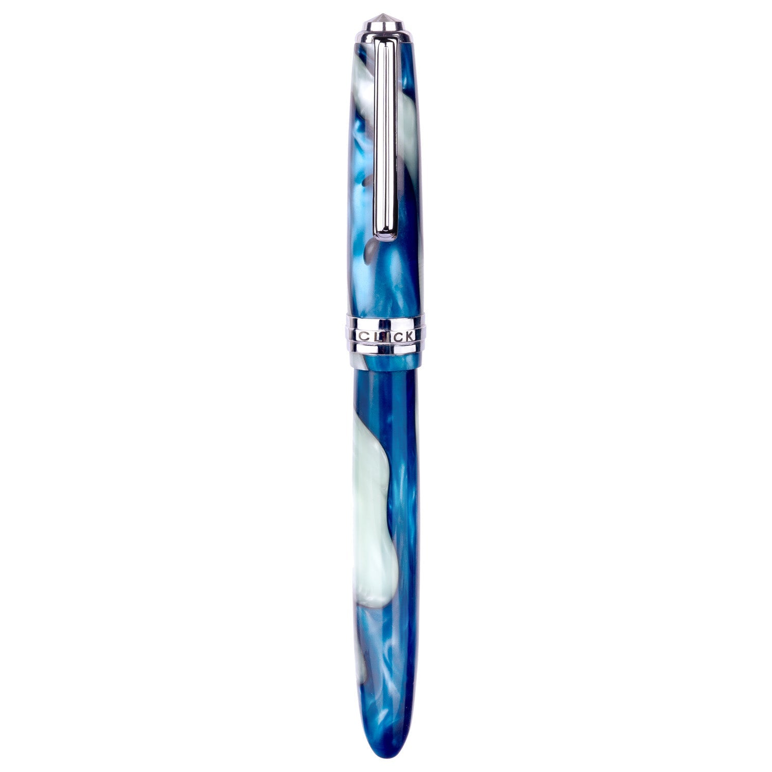 Click Falcon Acrylic White Blue CT Fountain Pen CLK130060WBU