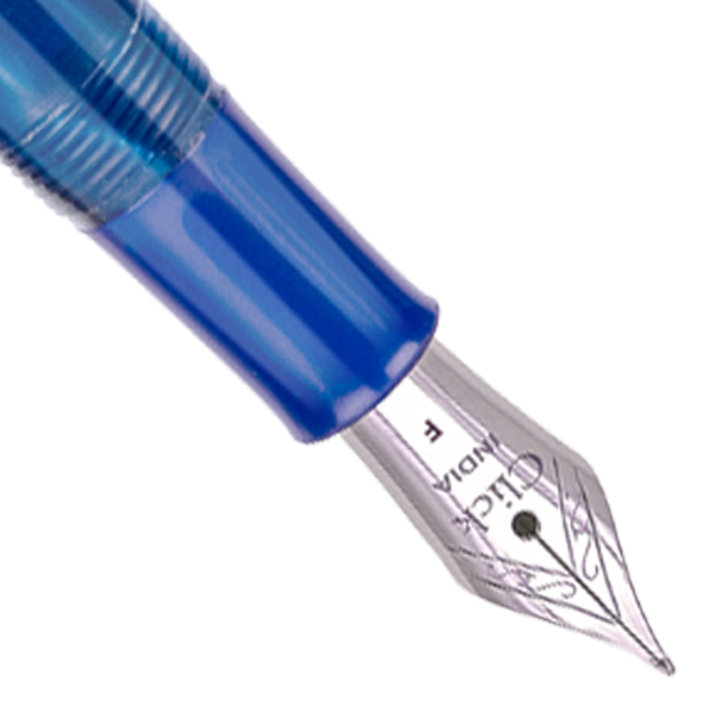 Click Falcon Acrylic White Blue CT Fountain Pen CLK130060WBU