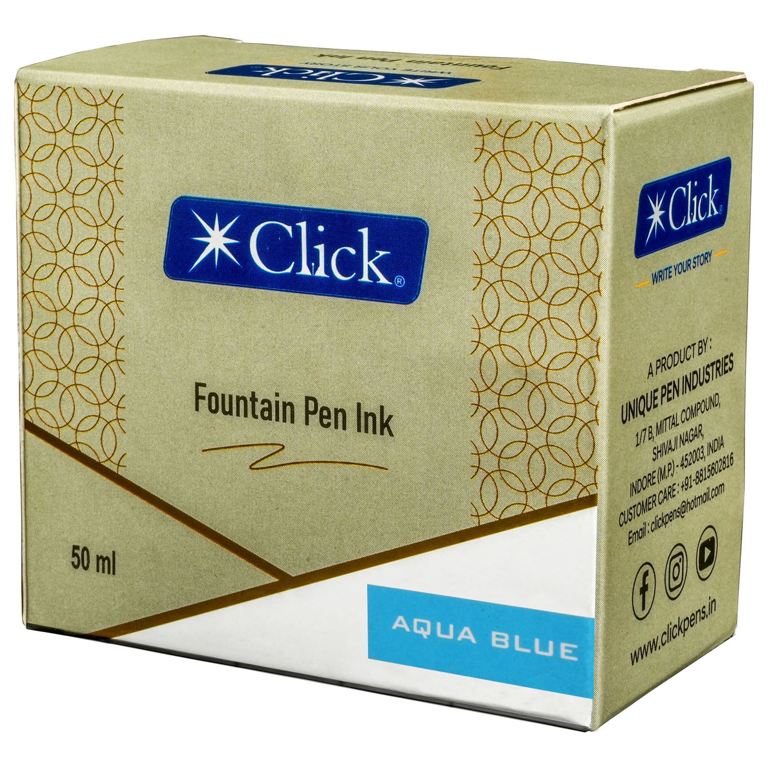 Click Ink Bottle (Aqua Blue - 50 ML) CLKIN50AQBU