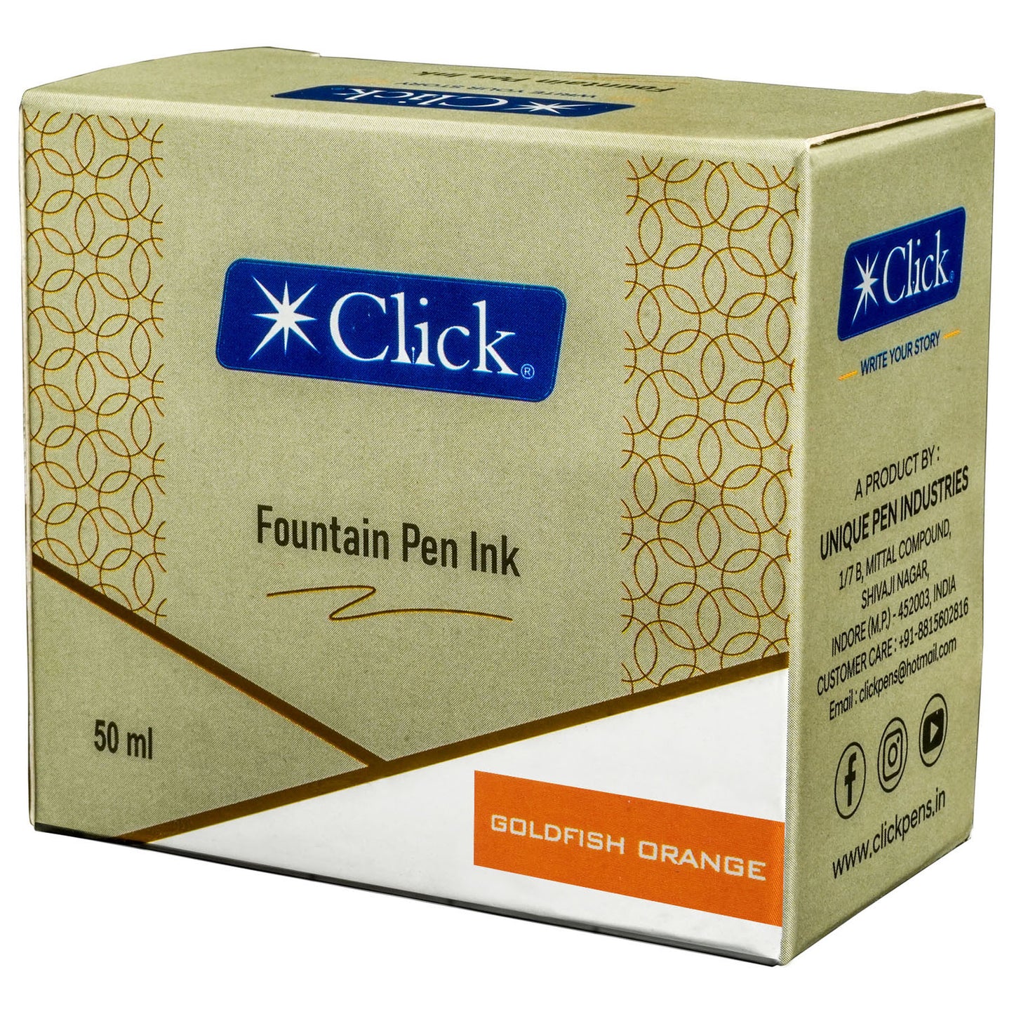 Click Ink Bottle (Goldfish Orange - 50 ML) CLKIN50GLOR