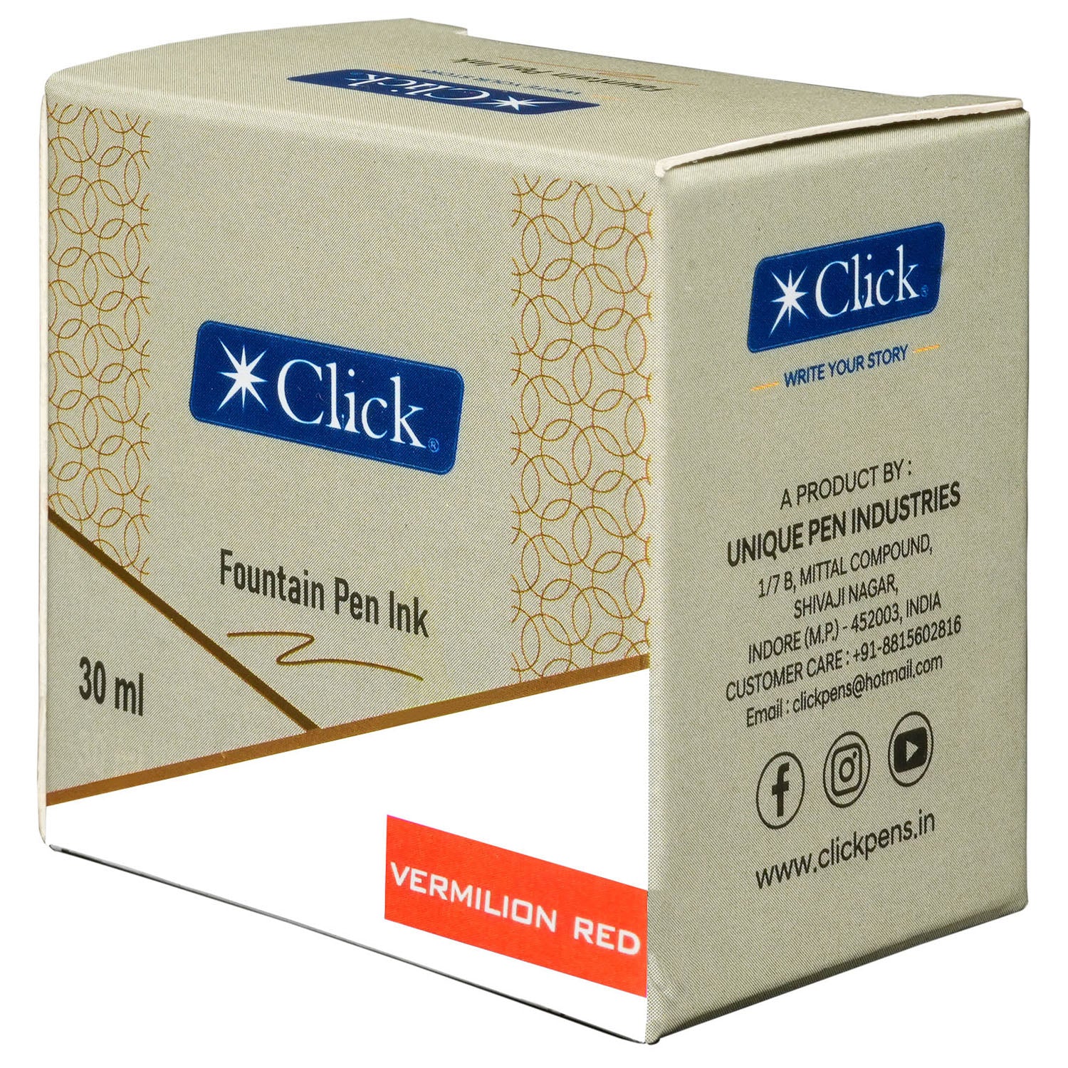 Click Ink Bottle (Vermilion Red - 30 ML) CLKIN30VRE
