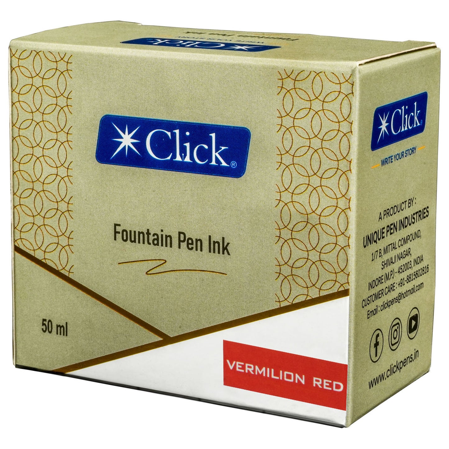 Click Ink Bottle (Vermilion Red - 50 ML) CLKIN50VRE