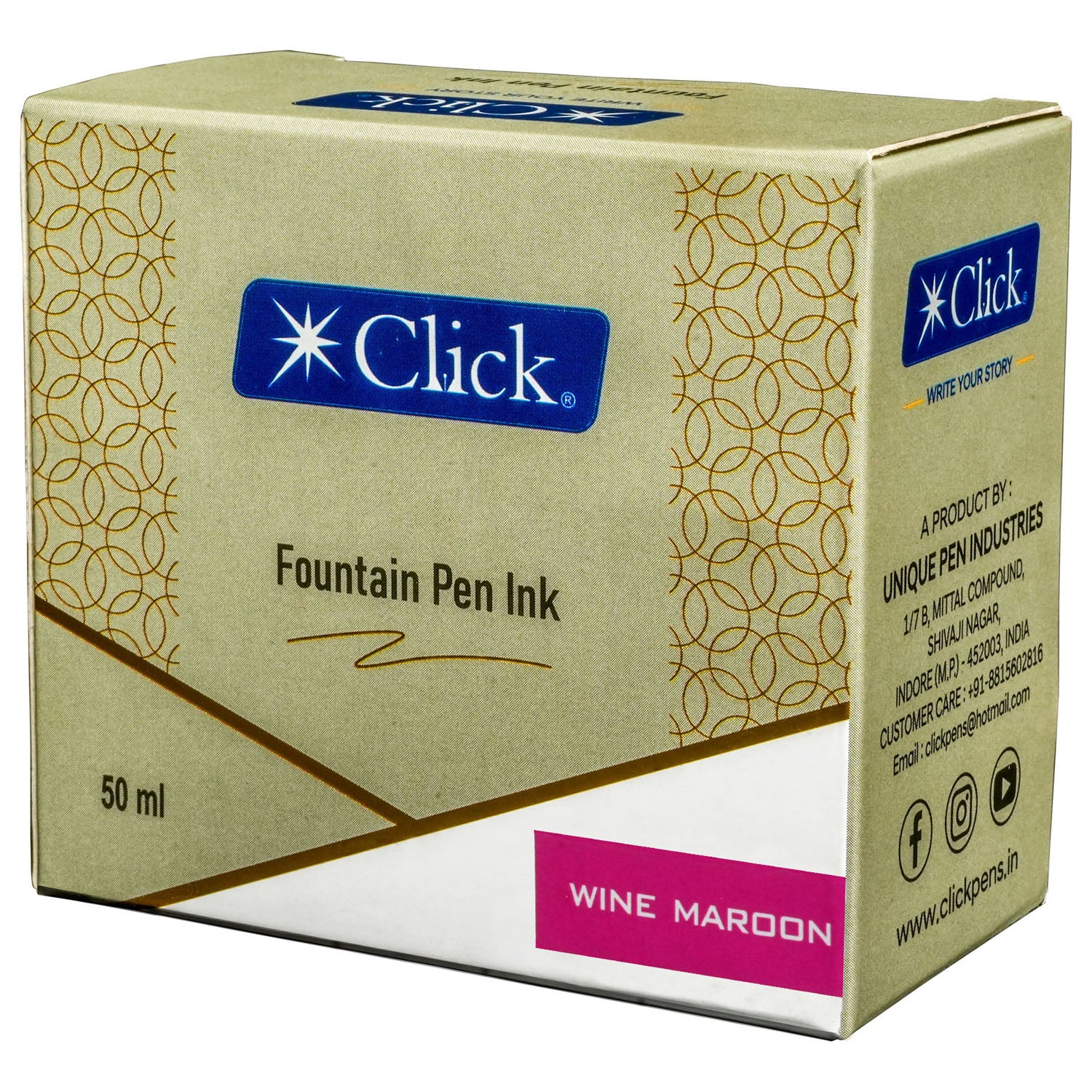 Click Ink Bottle (Wine Maroon - 50 ML) CLKIN50WMR