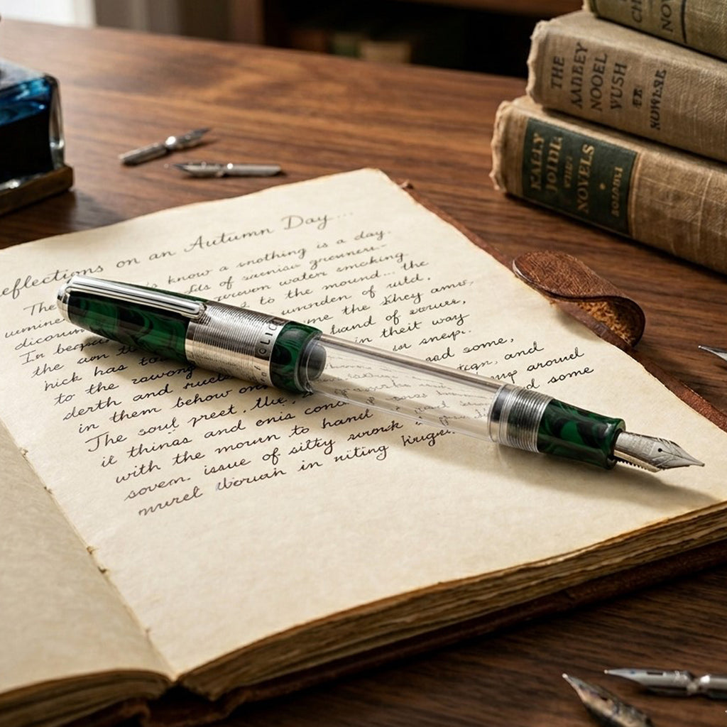 Click Retro Ebonite HT Green/Black CT Fountain Pen CLK2500GBK