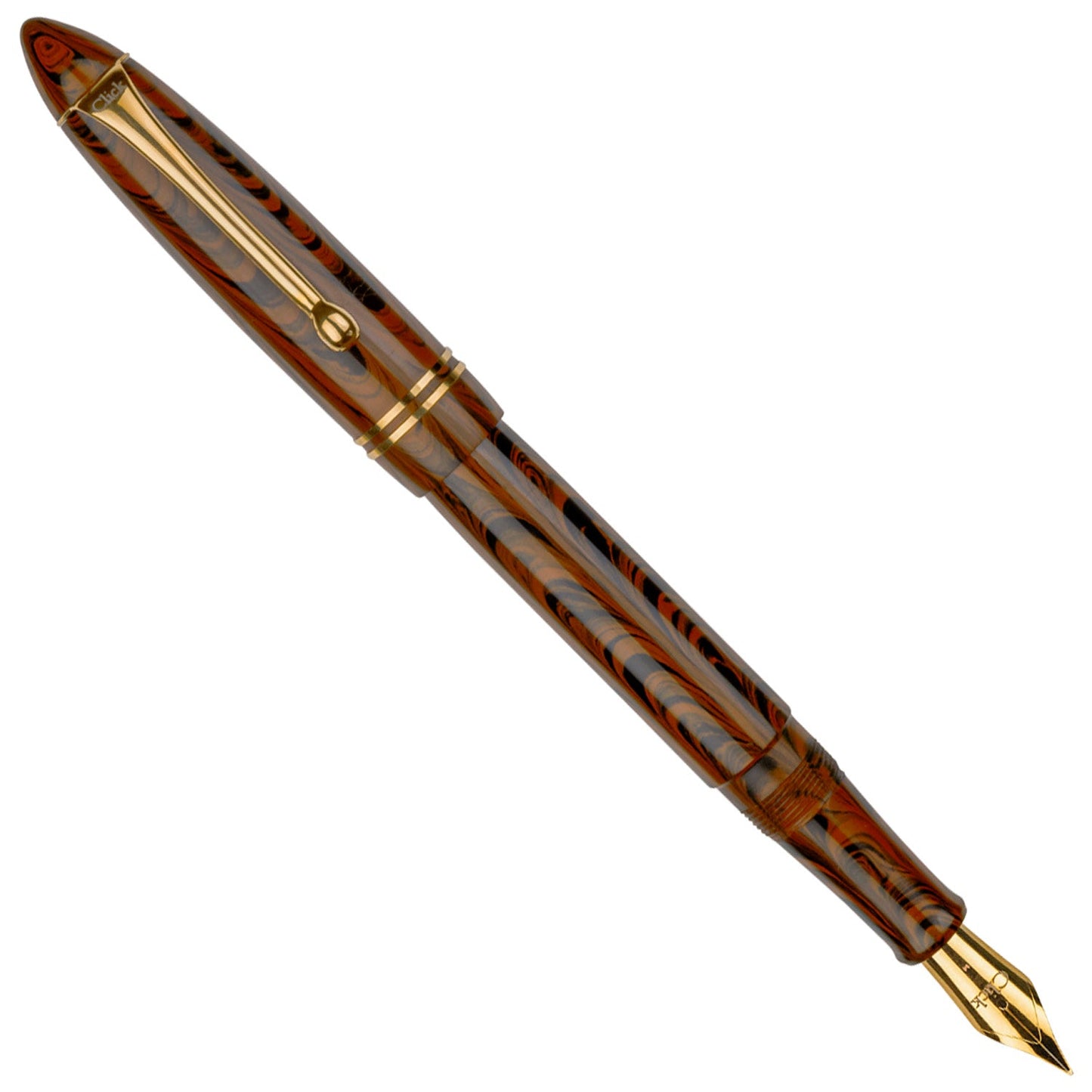 Click Yen Ebonite Brown Black GT Fountain Pen CLK13600EBRBK