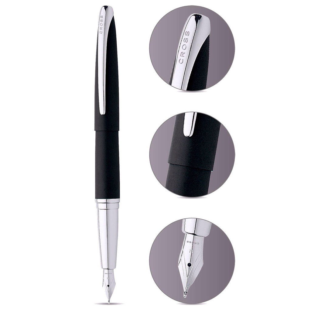 Cross ATX Basalt Black Fountain Pen with Chrome-Plated Appointments and Stainless Steel Nib Item# 886-3 - Image 4