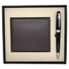 Cross Bailey Light Black CT Ballpoint Pen + Leather Card Wallet Brown Gift Set AT0742-1