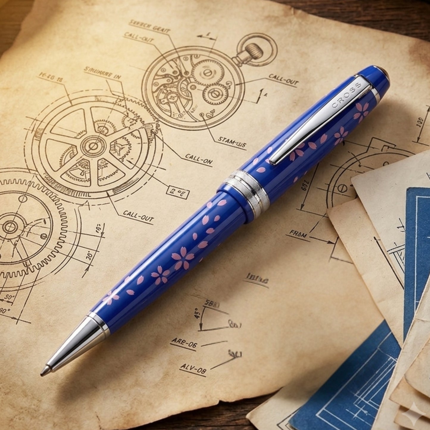 Cross Bailey Light Cherry Blossom Glossy Blue CT Ballpoint Pen AT0742-16