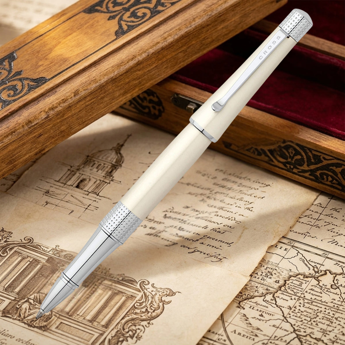 Cross Beverly White CT Roller Ball Pen AT0495-2