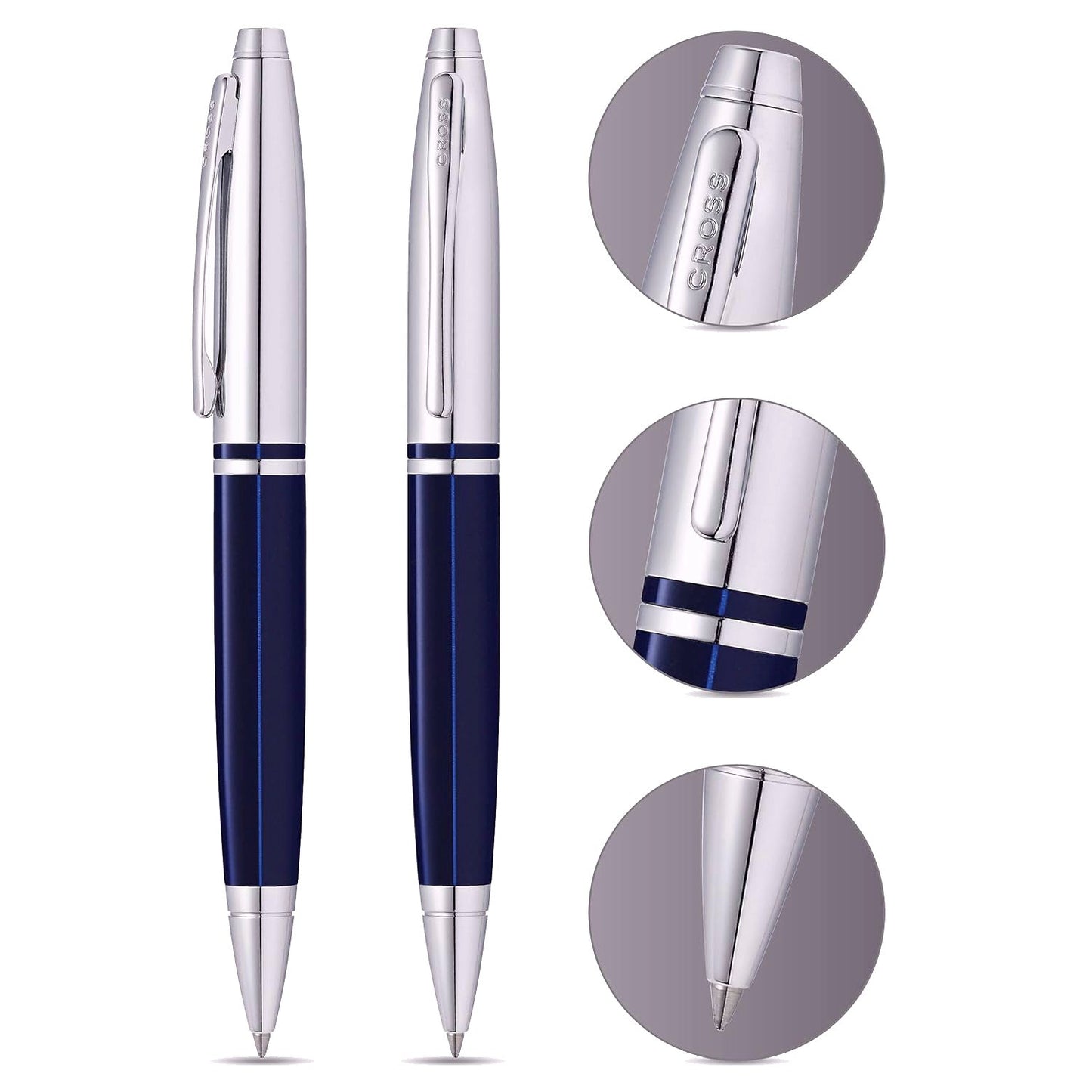 Cross Calais Chrome/Blue CT Ballpoint Pen AT0112-3