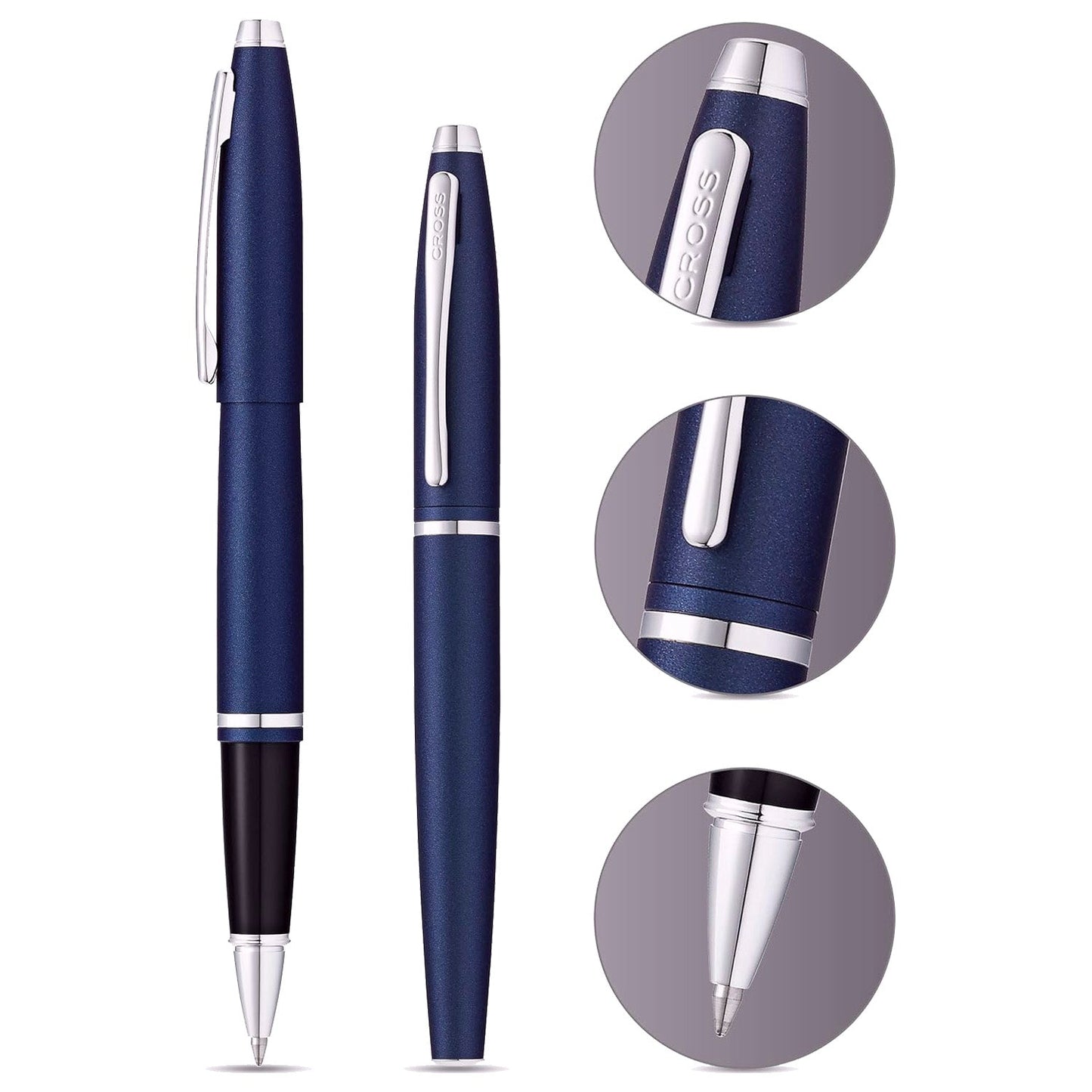 Cross Calais Matte Metallic Midnight Blue CT Roller Ball Pen AT0115-18
