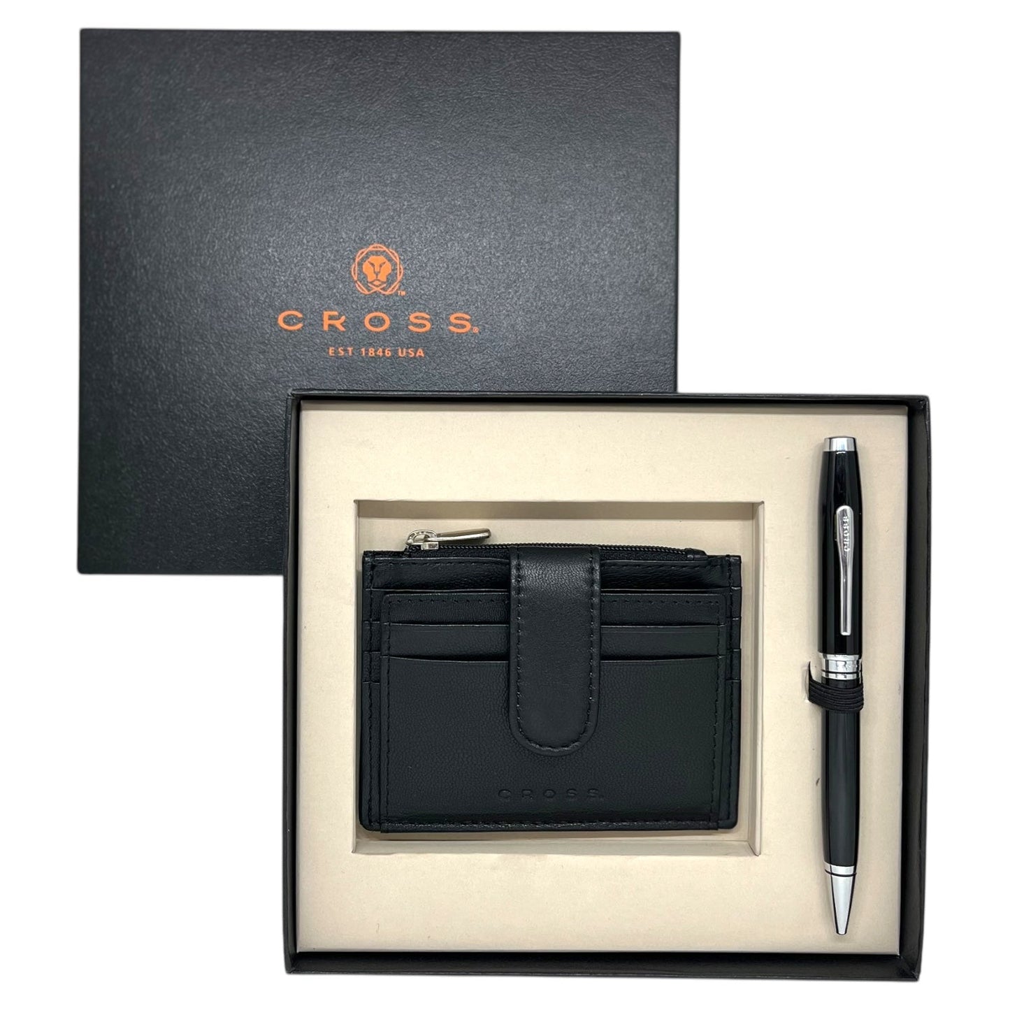 Cross Coventry Black CT Ballpoint Pen + Leather Card Holder Black Gift Set AT0662-6