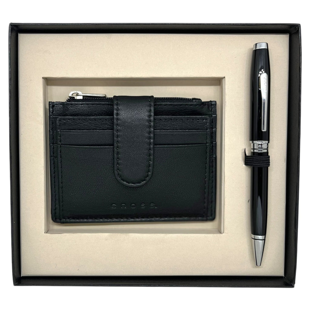 Cross Coventry Black CT Ballpoint Pen + Leather Card Holder Black Gift Set AT0662-6