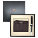 Cross Coventry Black CT Ballpoint Pen + Leather Card Holder Brown Gift Set AT0662-6