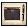 Cross Coventry Black GT Ballpoint Pen + Leather Card Holder Brown Gift Set AT0662-11
