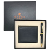 Cross Coventry Black GT Ballpoint Pen + Leather Card Wallet Black Gift Set AT0662-11