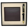 Cross Coventry Black GT Ballpoint Pen + Leather Card Wallet Brown Gift Set AT0662-11