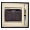 Cross Coventry Chrome GT Ballpoint Pen + Leather Card Holder Brown Gift Set AT0662-2