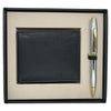 Cross Coventry Chrome GT Ballpoint Pen + Leather Card Wallet Black Gift Set AT0662-2
