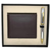 Cross Coventry Chrome GT Ballpoint Pen + Leather Card Wallet Brown Gift Set AT0662-2