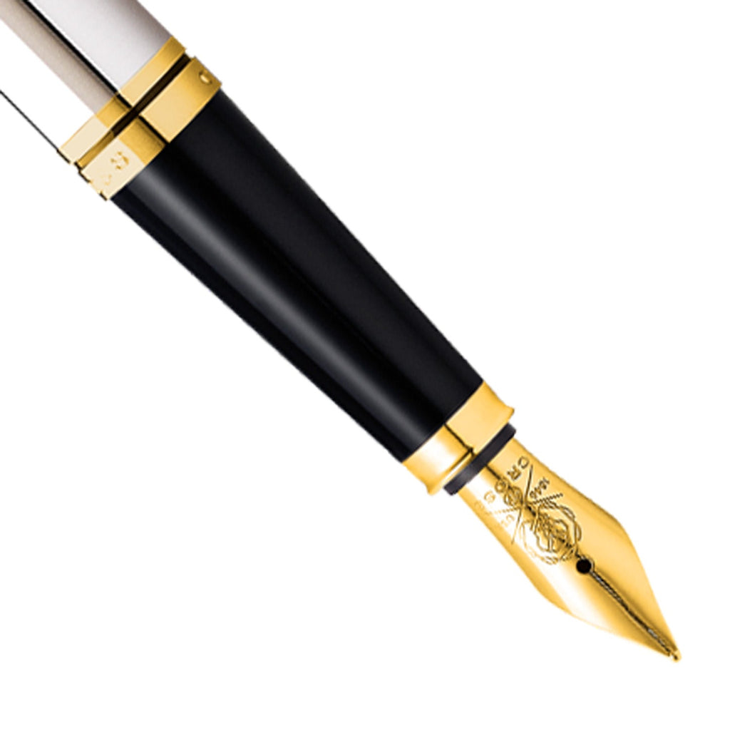 ross Coventry Chrome Gold Tone Trim Fountain Pen Fine Nib AT0666-2 - Image 3