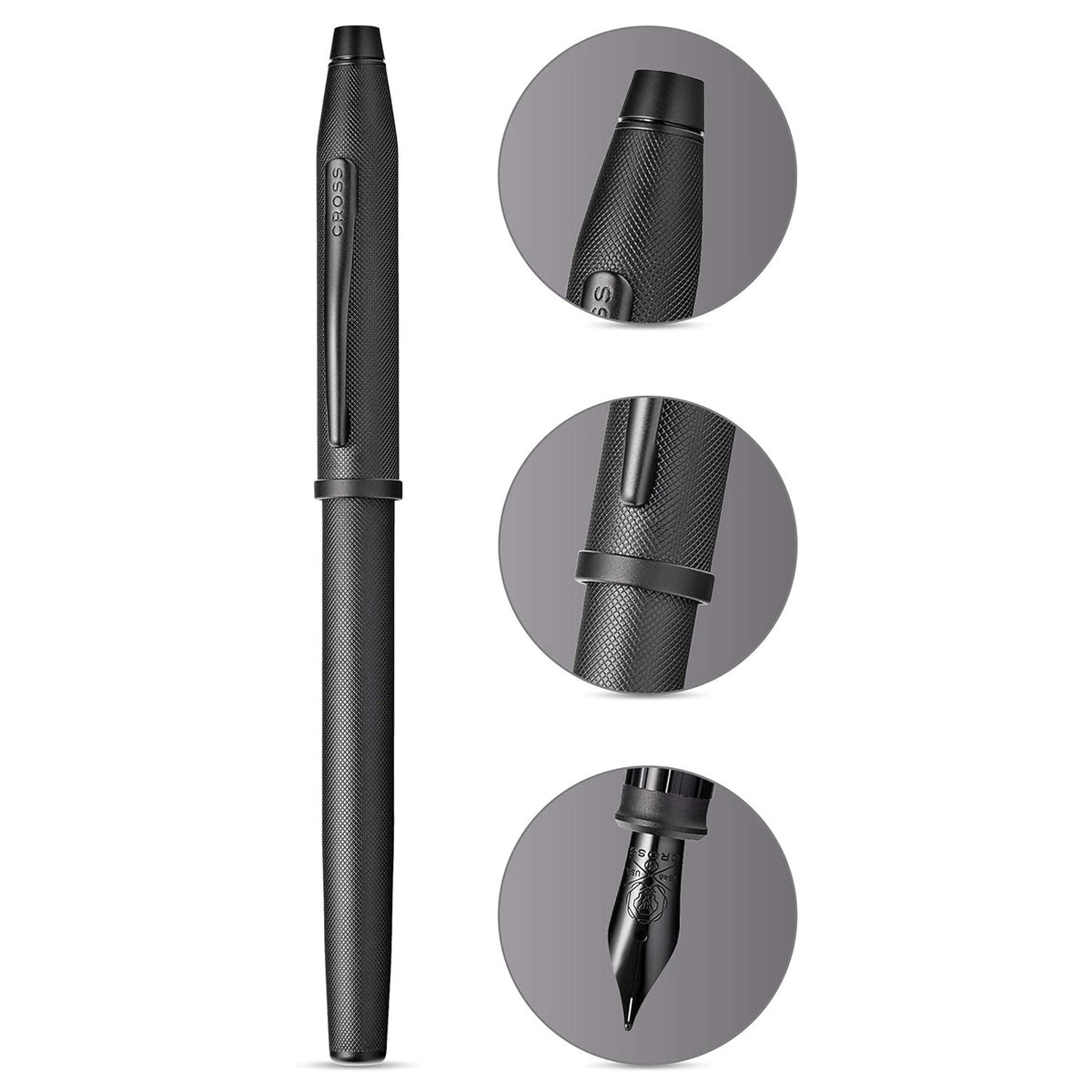 Cross Century II Black Micro Knurl PVD Fountain Pen