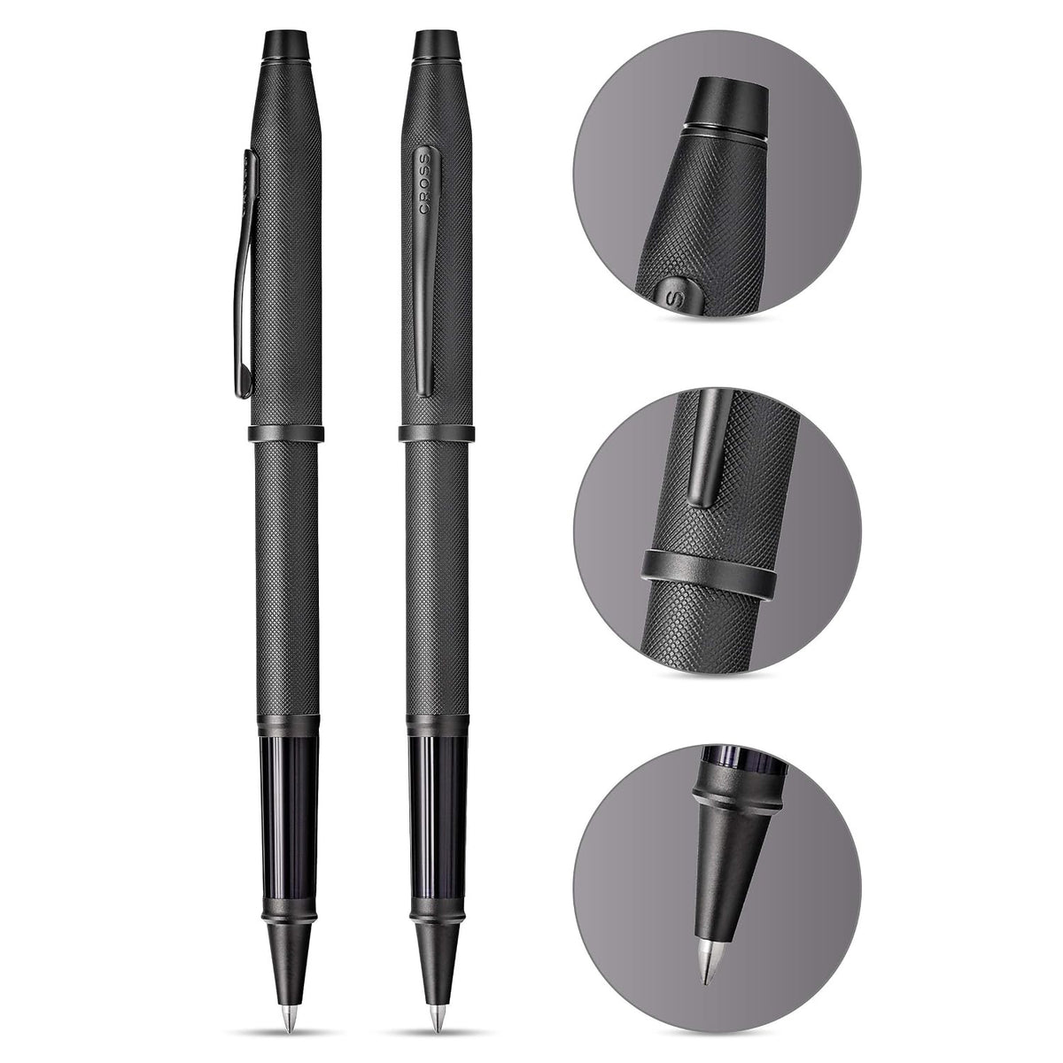 Cross Century II Black Micro Knurl PVD Roller Ball Pen AT0085-132