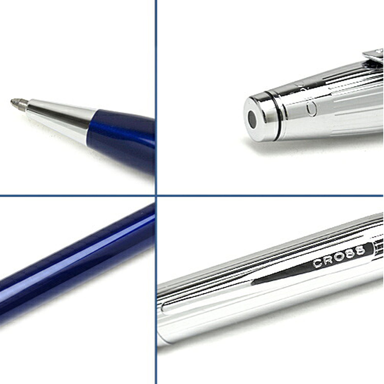 Cross Century II Chrome/Translucent Blue Lacquer CT Ballpoint Pen AT0082WG-41