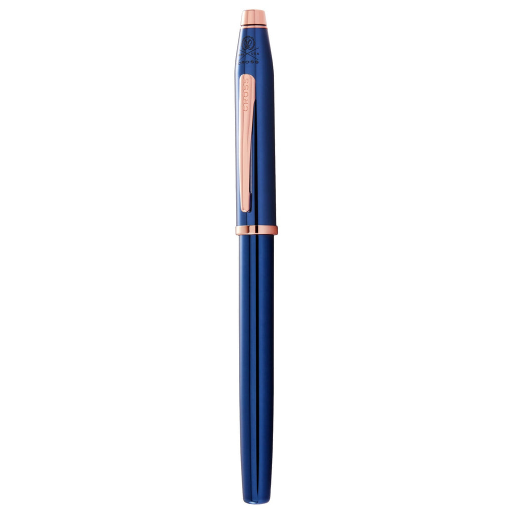 Cross Century II Translucent Cobalt Blue Lacquer With Rose Gold PVD Trims Rollerball Pen AT0085-138 - Image 4