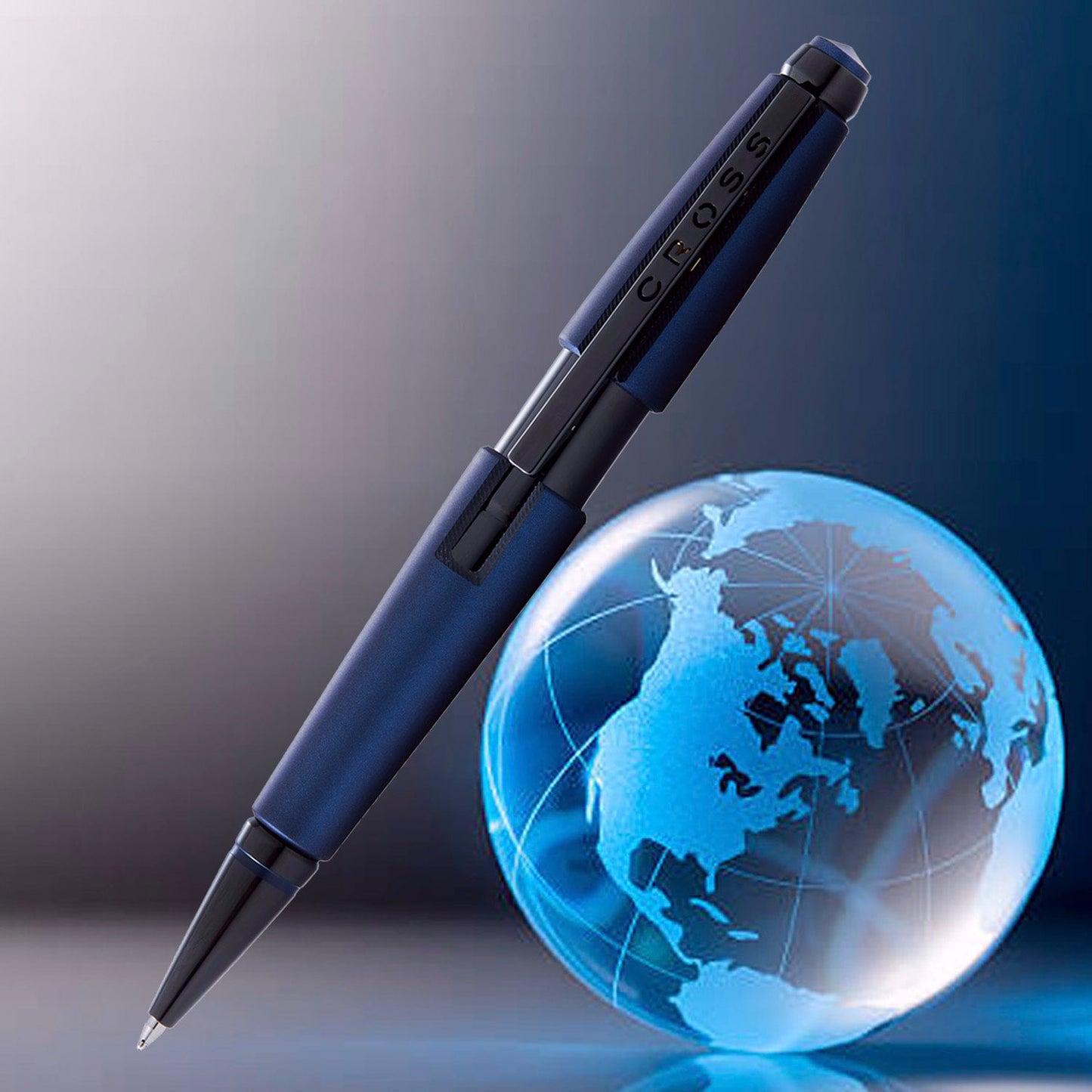 Cross Edge Matte Blue Roller Ball Pen AT0555-12